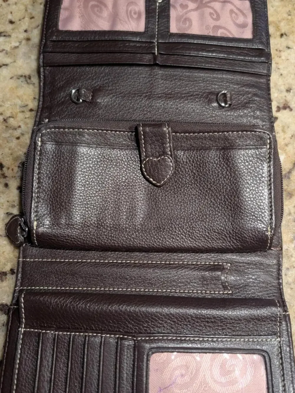 Brighton Brown Leather Women's Wallet with Decorative Metal Accent